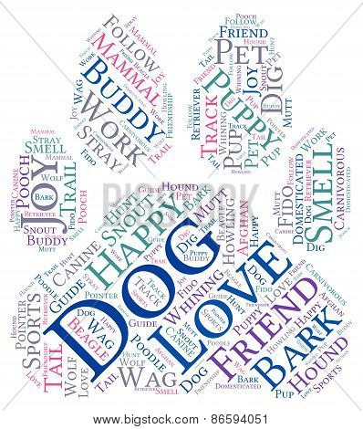 Paw Shaped Dog Word Cloud