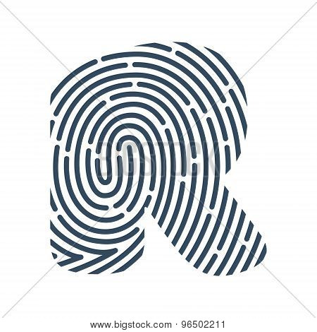 R Letter Line Logo. Vector Fingerprint Design.