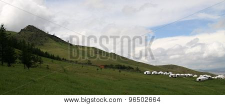 Mongolian Yurts Near  Ullanbaator In Mongolia
