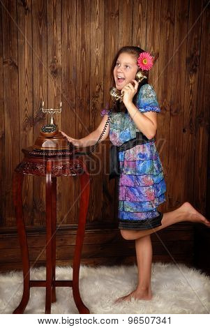 Girl Speaks By Phone