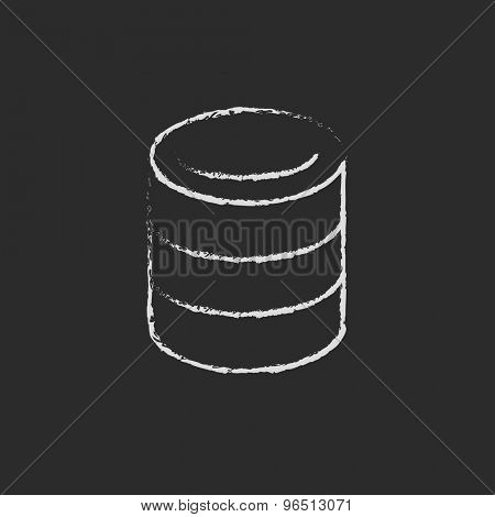 Computer server drawn in chalk Headphone with microphone hand drawn in chalk on a blackboard vector white icon on a black background