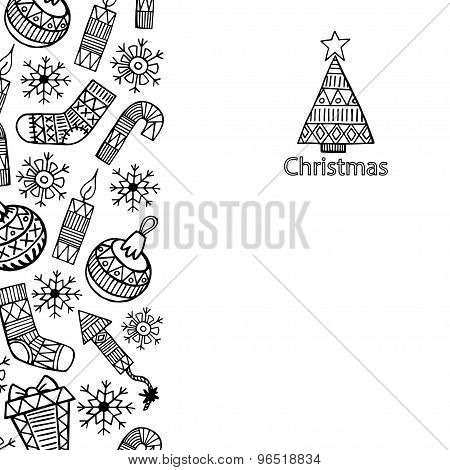 Christmas Sketch Icons Isolation Vertical Banner Vector Design Illustration.