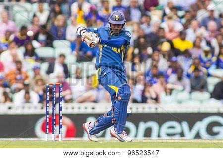 LONDON, ENGLAND - June 17 2013: Sri Lanka's Lahiru Thirimanne batting during the ICC Champions Trophy international cricket match between Sri Lanka and Australia.