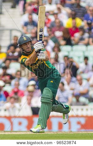 LONDON, ENGLAND - June 19 2013: South Africa's Jean-Paul Duminy batting during the ICC Champions Trophy semi final match between England and South Africa at The Oval Cricket Ground