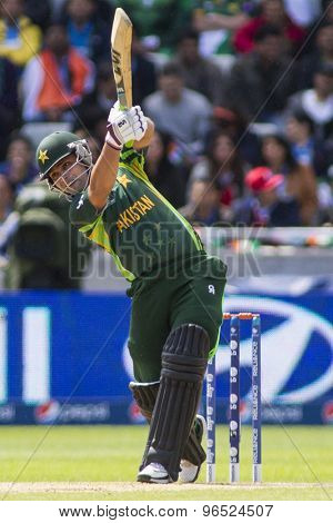 EDGBASTON, ENGLAND - June 15 2013: Pakistan's Kamran Akmal batting during the ICC Champions Trophy cricket match between India and Pakistan at Edgbaston Cricket Ground.