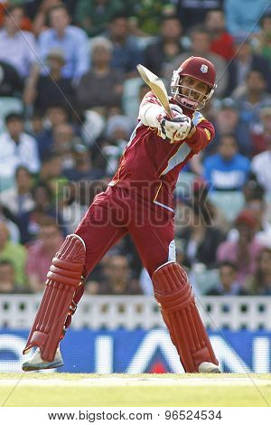 LONDON, ENGLAND - June 07 2013: West Indies Sunil Narine batting during the ICC Champions Trophy cricket match between Pakistan and The West Indies at The Oval Cricket Ground.