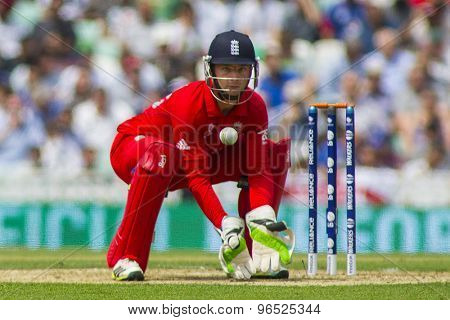 LONDON, ENGLAND - June 19 2013: England's Jos Buttler during the ICC Champions Trophy semi final match between England and South Africa at The Oval Cricket Ground
