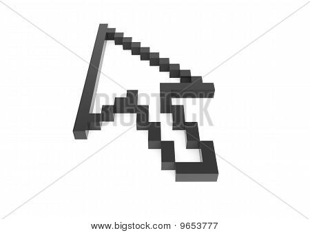 3D svart pixel pil hög