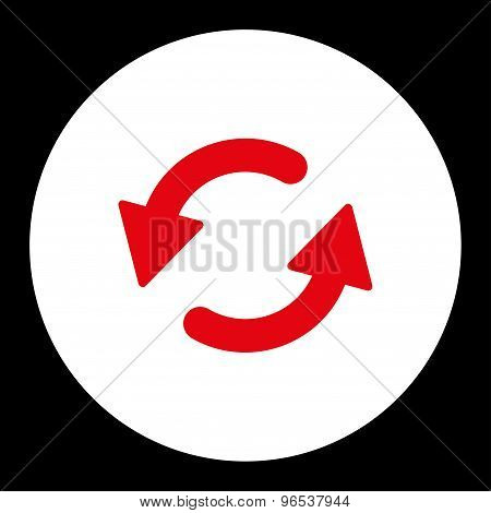 Refresh Ccw flat red and white colors round button