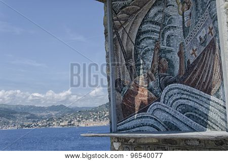 Mosaic At Punta Chiappa Near Camogli