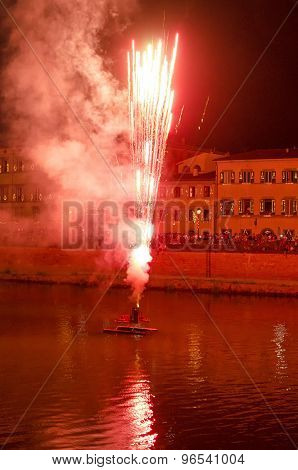 Fireworks Over The Arno At Pisa