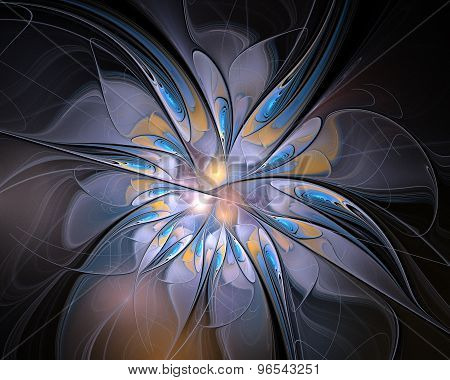 Abstract Fractal Design. Blue Flower.
