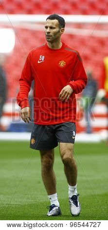 LONDON, ENGLAND. May 27 2011: Manchester's midfielder Ryan Giggs during the official training session for the 2011UEFA Champions League final between Manchester United and FC Barcelona