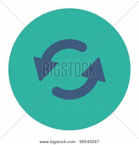 Refresh Ccw flat cobalt and cyan colors round button