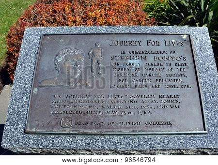 Memorial plaque Terry Fox