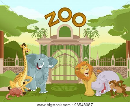 Zoo Gate With African Animals 1