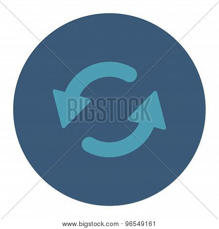 Refresh Ccw flat cyan and blue colors round button