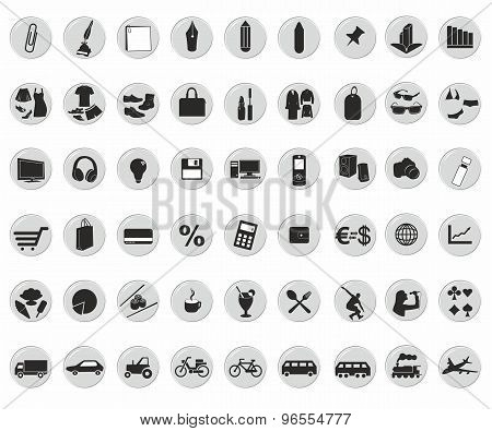 icons for the shop in the circle