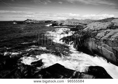 beat of waves on a beach on Lofoten Islands