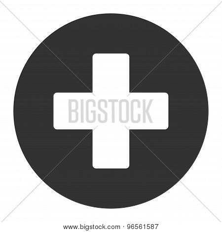 Plus flat white and gray colors round button
