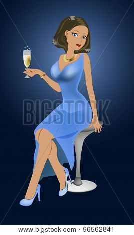 Girl With A Glass Of Wine