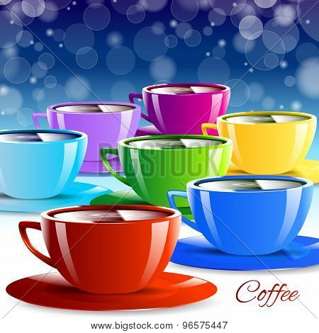 Different color paper cups isolated drink