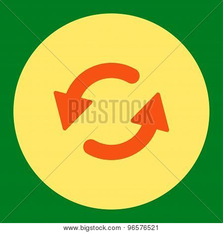 Refresh Ccw flat orange and yellow colors round button