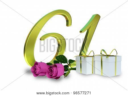 birthday concept with pink roses