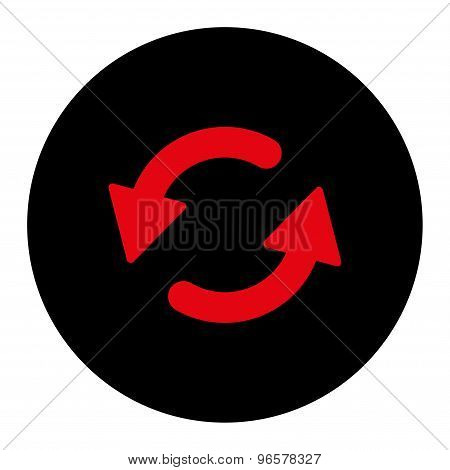 Refresh Ccw flat intensive red and black colors round button