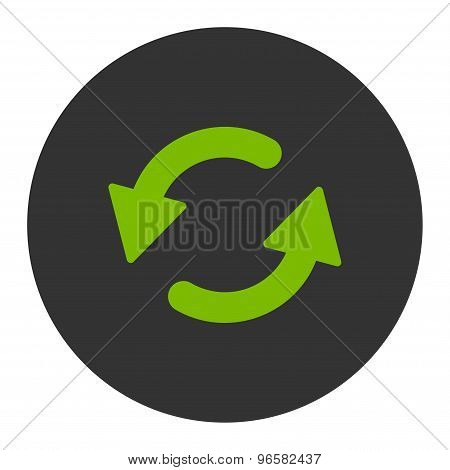Refresh Ccw flat eco green and gray colors round button