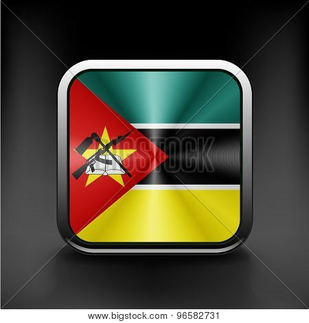 Flag of Mozambique round glossy icon. Button