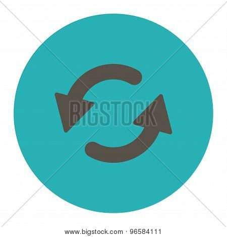 Refresh Ccw flat grey and cyan colors round button