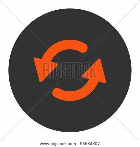Refresh Ccw flat orange and gray colors round button