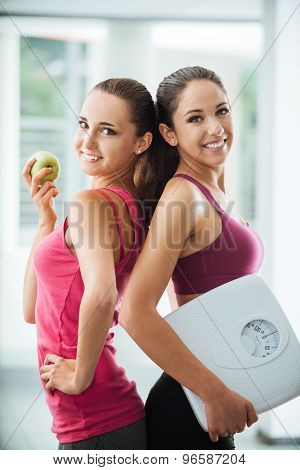 Happy Girls Dieting And Losing Weight