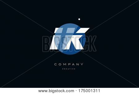 Ik I K  Blue White Circle Big Font Alphabet Company Letter Logo