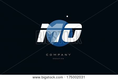 Mo M O  Blue White Circle Big Font Alphabet Company Letter Logo