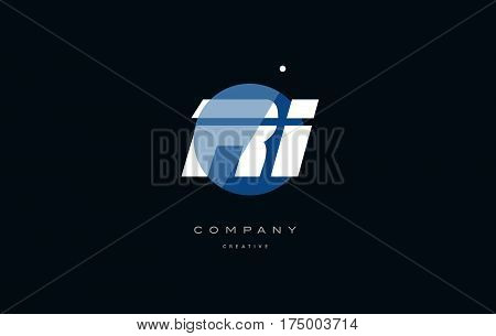 Ri R I  Blue White Circle Big Font Alphabet Company Letter Logo