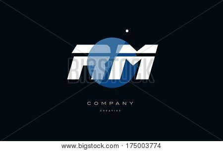 Rm R M  Blue White Circle Big Font Alphabet Company Letter Logo
