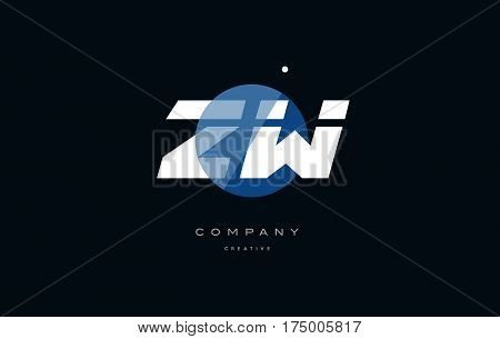 Zw Z W  Blue White Circle Big Font Alphabet Company Letter Logo