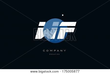 Wf W F  Blue White Circle Big Font Alphabet Company Letter Logo