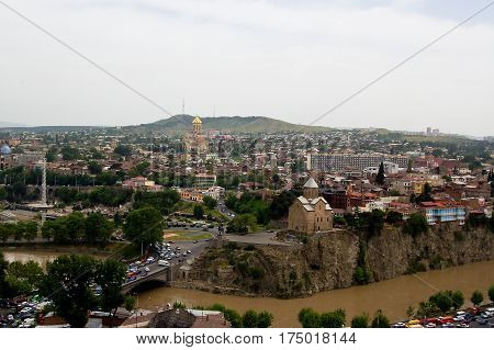 The capital of giorgia Tbilisi top view
