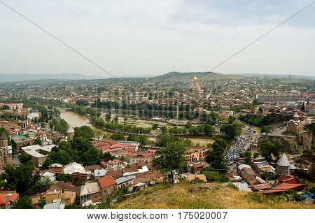 The capital of giorgia Tbilisi top view