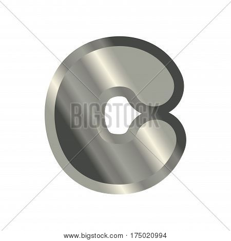 Letter C Steel Font. Metal Alphabet Sign. Iron Abc Symbol. Chromium Lettering. Silver Typography