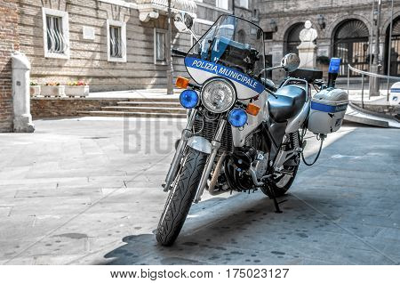 Rome Italy 14 Jul 2013 - police bike supplied to the italian Polizia Municipale officers