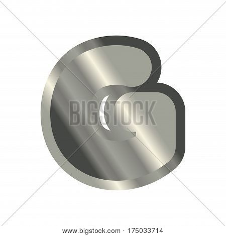 Letter G Steel Font. Metal Alphabet Sign. Iron Abc Symbol. Chromium Lettering. Silver Typography