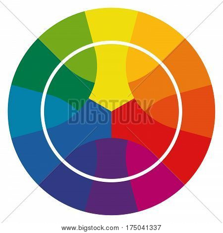 illustration of printing color wheel with different colors in gradations