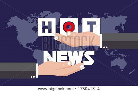 Hot News Logo with hand holding logo