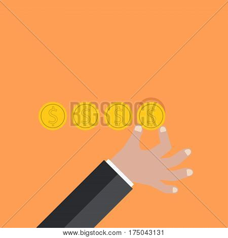 Hand lays down a coin in place