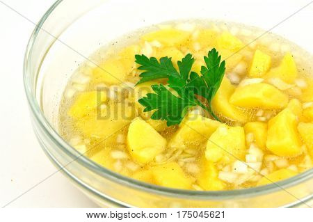 Potato salad or Kartoffelsalat (German name) in bowl