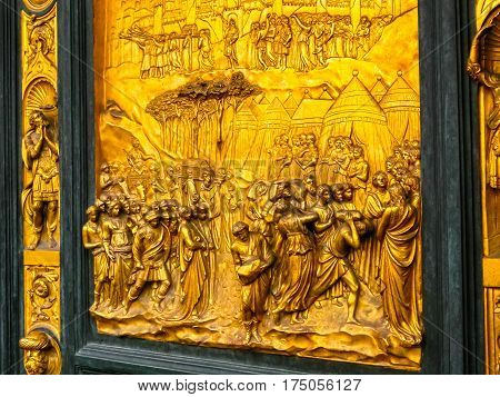 The fragment of Golden Gate of the Baptistery. Florence